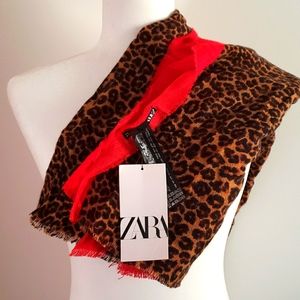 NWT Zara Leopard Print Scarf - HUGE!